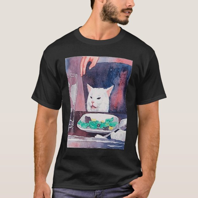 Kattens membran för mammaledighet vid bord t shirt (Framsida)