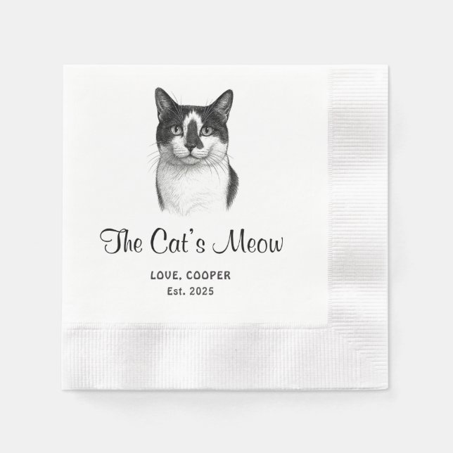Kattens Meow-Anpassningsbar Pet Party Napkins Pappersservett (Framsidan)