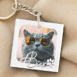 Kattens moderna enkla Coola Grunge Namn och foto<br><div class="desc">Denna enkla och moderna design består av modern,  enkel,  lekfull skripttypografi. Lägg till ett foto av din katt eller kattunge till anpassningsbarna</div>