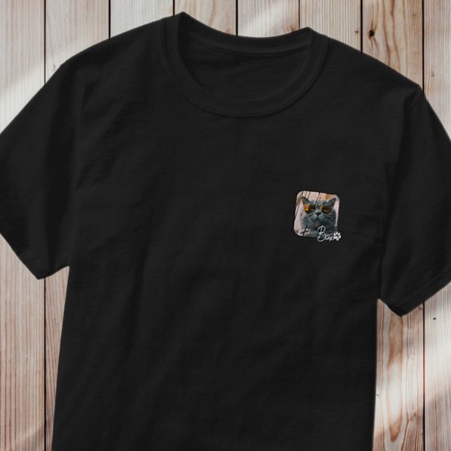 Kattens moderna enkla Coola Grunge Namn och foto T Shirt (Skapare uppladdad)
