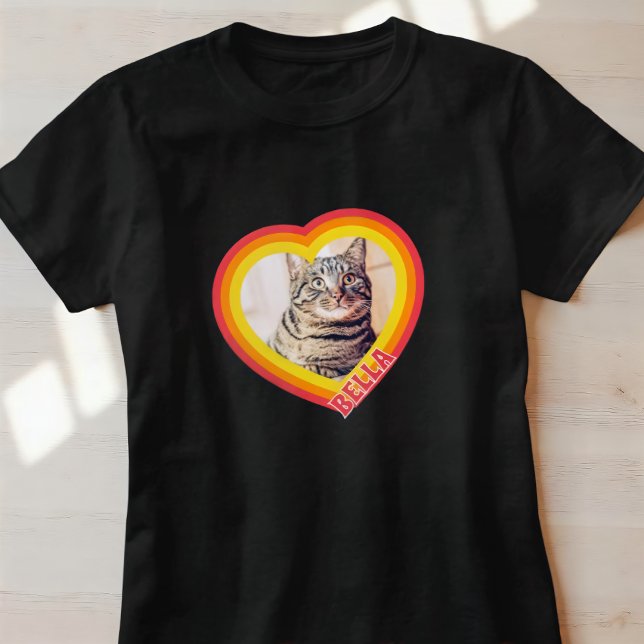 Kattens moderna, enkla pulserande Namn och foto T Shirt (Skapare uppladdad)