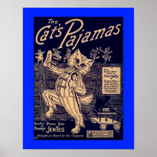 Kattens Pajamas Vintage Lakan Music Cover-kopia Poster