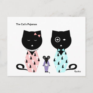 Kattens Pajamas-vykort Vykort