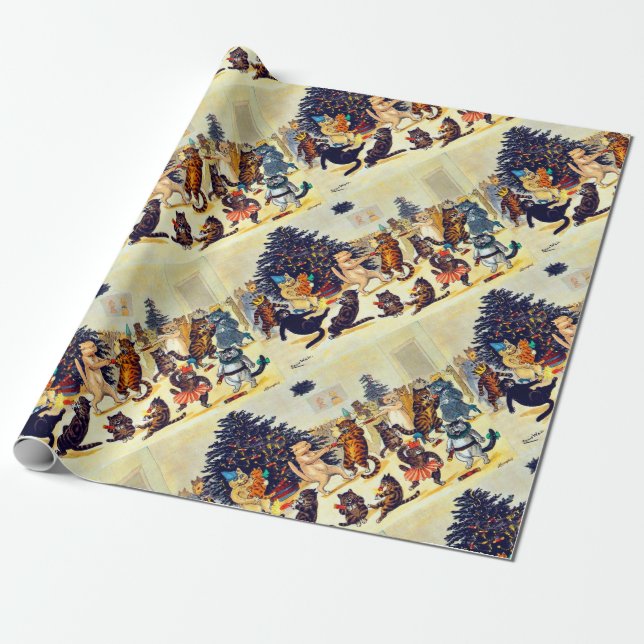 Kattens Party, Louis Wain Presentpapper (Utrullad)