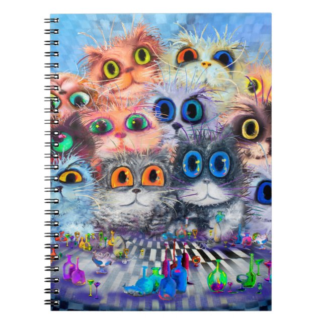 Kattens portraitsabstract-bakgrund,akry anteckningsbok (Framsidan)