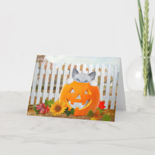 Kattens Pumpkin Playtime Greeting Card Kort