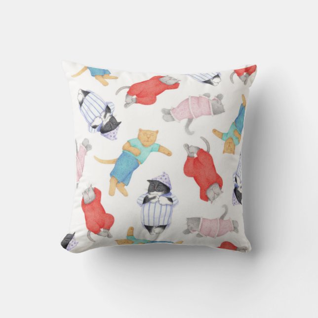 KATTENS PYJAMAS Fyrkantig Kuddskal Throw Kuddé is  Kudde (Framsida)