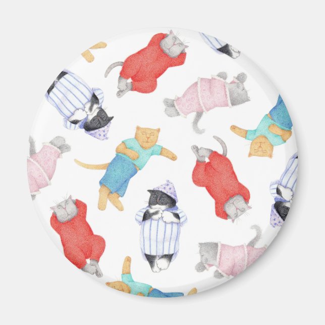 KATTENS PYJAMAS Rund Magnet (Framsidan)