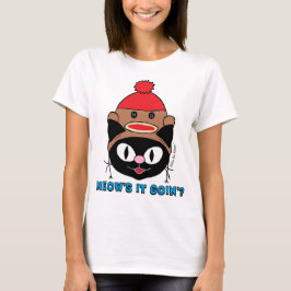 KATTENS RÖST? Svart katt med strumpmonkeymössa T Shirt