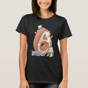 Kattens Sjätte 6-års Födelsedagsfest Sex 6 År Gamm T Shirt