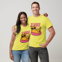Kattens tecknad på floatit i solljus t shirt