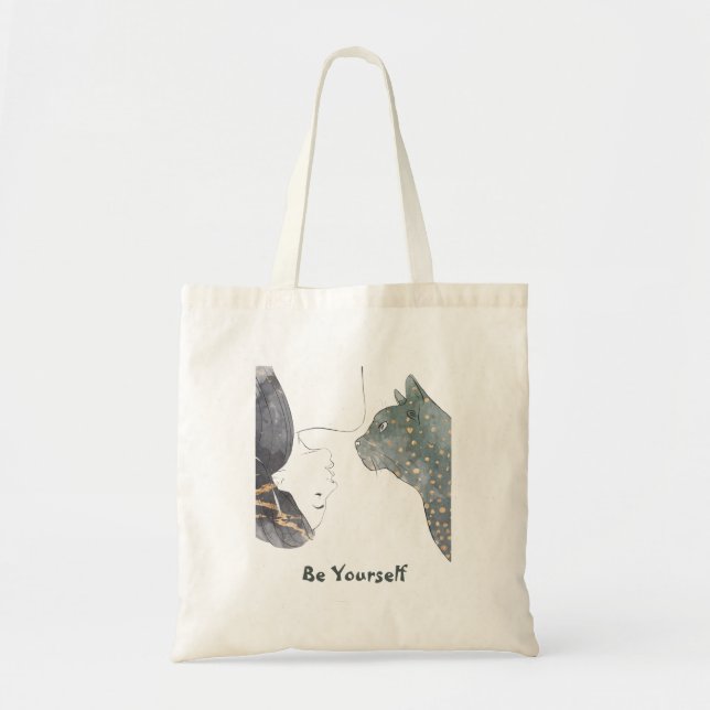 Kattens tittar Tote bags Tygkasse (Framsidan)