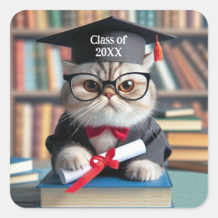 Kattens titude-Student-kvadratschakt Fyrkantigt Klistermärke