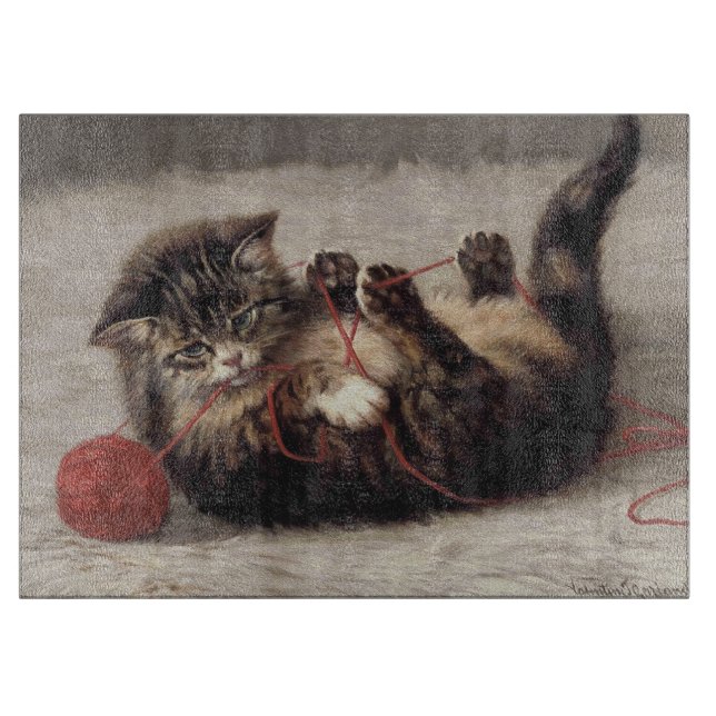Kattens vagga, en katt som leker med garnnystan (Framsidan)