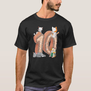 Katter 10:e Födelsedagsfesten Tio 10 år Gammal kat T Shirt