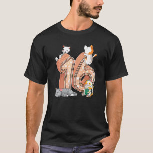 Katter 16-års födelsedagsfest Sexton 16 år gammal T Shirt