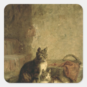 Katter, 1883 fyrkantigt klistermärke