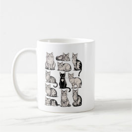 Katter 90-tal Vintage Estetik Retro Kattillustrati Kaffemugg