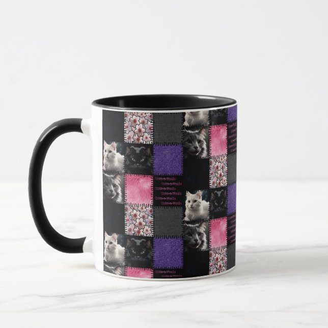 Katter-a-Tonic Patchwork Cat Mugg (Vänster)