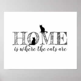 katter älskar hemcitattecken, svart och vitt poster