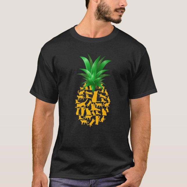 Katter Ananas Tropisk Frukt  Sommarlov T Shirt (Framsida)