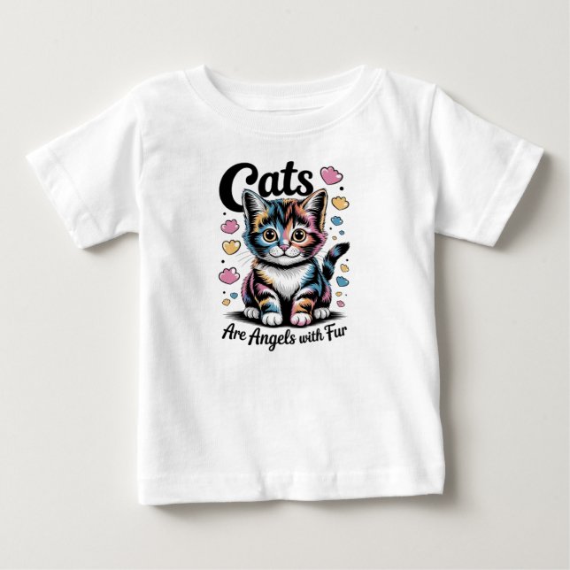 Katter är änglar med päls t shirt (Framsida)
