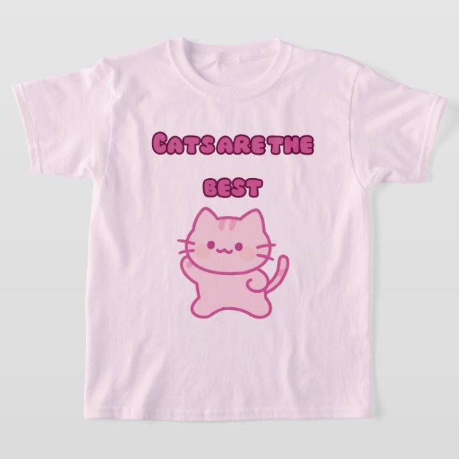 Katter är bäst Söt rosa katt Kawaii T-Shirt |  (Laydown)