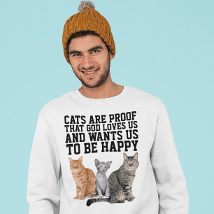 KATTER ÄR BEVIS PÅ ATT GUD ÄLSKAR OSS KATT-T-SHIRT LÅNG ÄRMAD TRÖJA