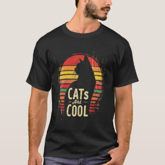 KATTER Är COOLA Katt Siluett Retro T Shirt