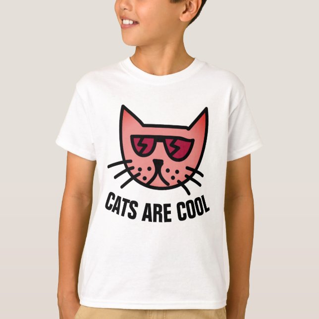 KATTER ÄR COOLA, Roliga söta barn Katt t-shirts (Framsida)