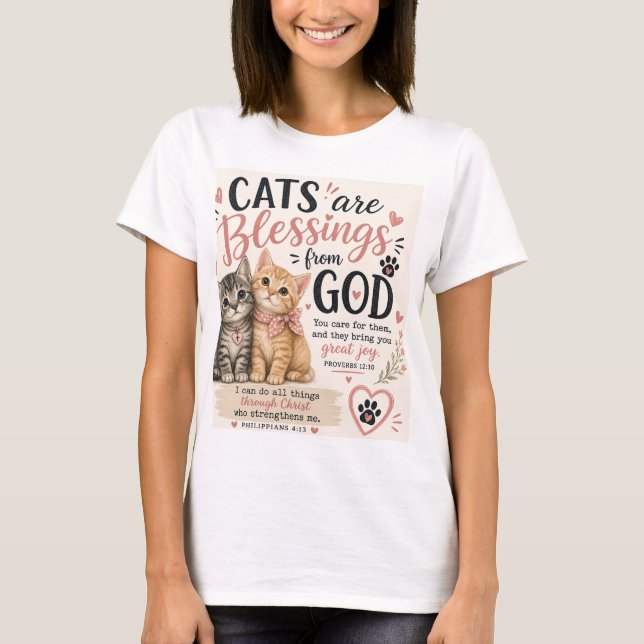 Katter är en välsignelse.... t shirt (Framsida)