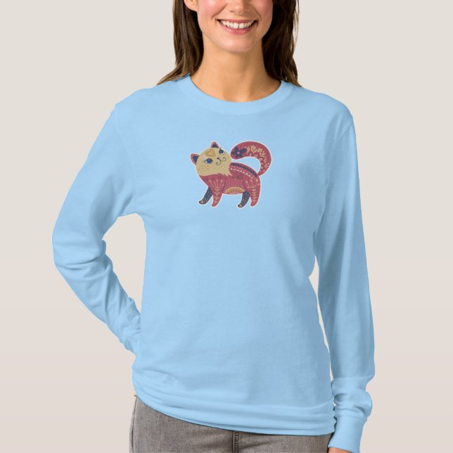 Katter är min favorit långärmad damt-shirt t shirt (Framsida)