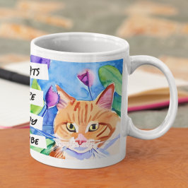 Katter är min stam | Orange katt och blommor Kaffemugg