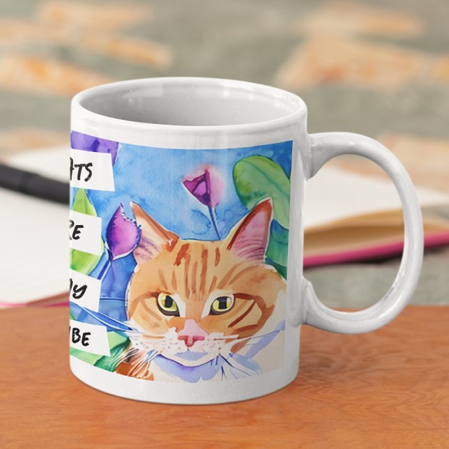 Katter är min stam | Orange katt och blommor Kaffemugg (Skapare uppladdad)