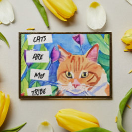 Katter är min stam | Orange katt och blommor Poster