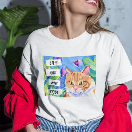 Katter är min stam | Orange katt och blommor T Shirt