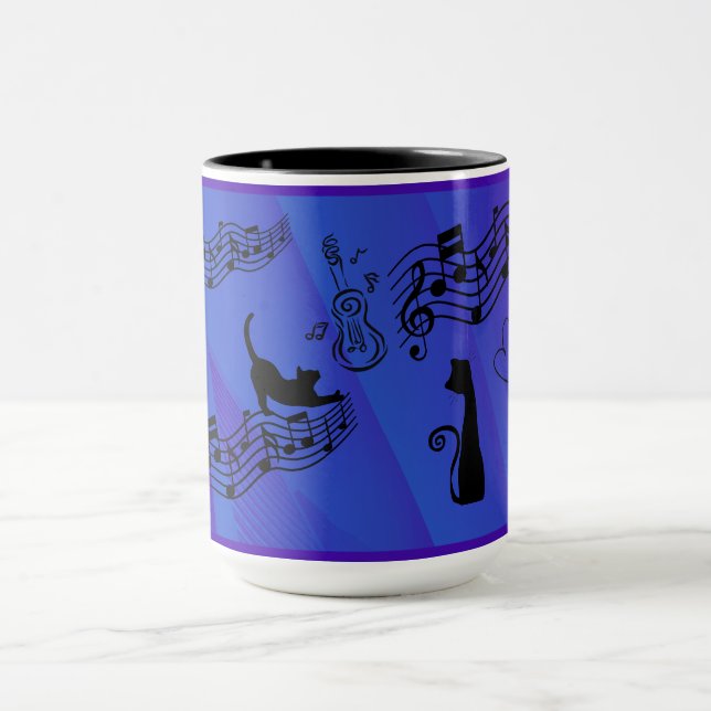 Katter är som musik - Notlinjer och gitarrer Mugg (Center)
