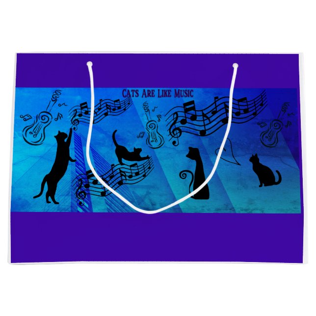 Katter är som musik: Notlinjer och gitarrer teal (Framsidan)