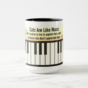 Katter är som musik - Piano tangentbord personal & Mugg