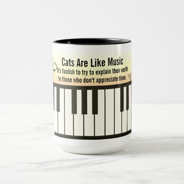 Katter är som musik - Piano tangentbord personal & Mugg (Center)