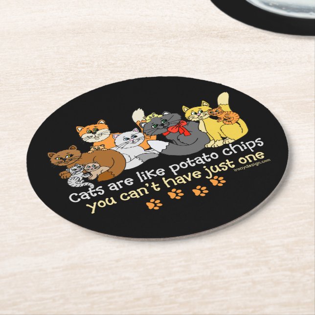 Katter är som potatisen chip underlägg papper rund (Vinklad)