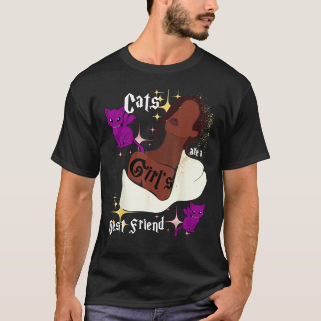 Katter är tjejers bästa vän t shirt (Framsida)