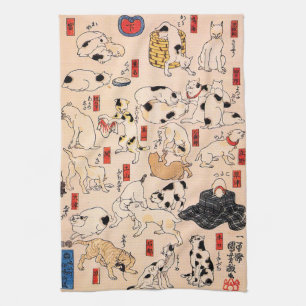 Katter av Utagawa Kuniyoshi Kökshandduk