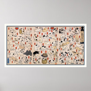 Katter av Utagawa Kuniyoshi Poster