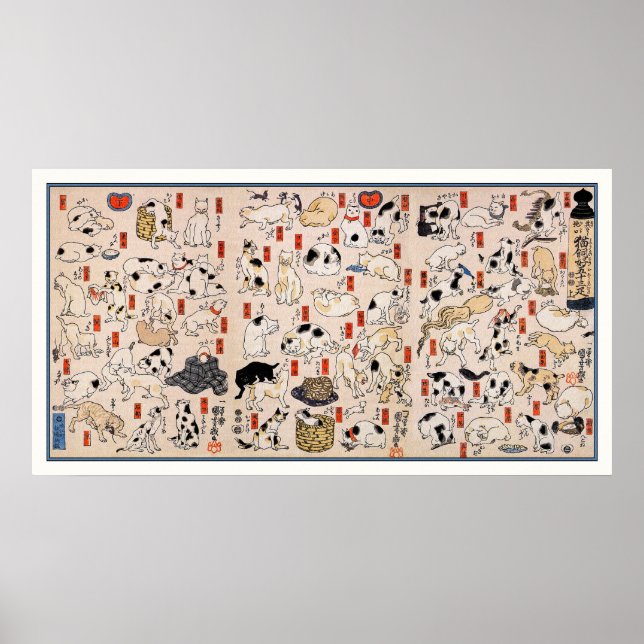 Katter av Utagawa Kuniyoshi Poster (Framsidan)