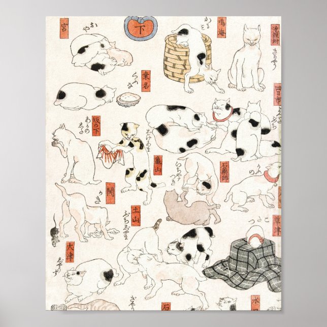 Katter av Utagawa Kuniyoshi Poster (Framsidan)