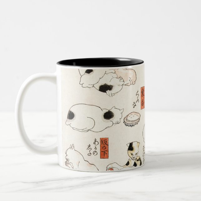Katter av Utagawa Kuniyoshi Två-Tonad Mugg (Vänster)