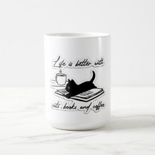 Katter, böcker och kaffe kaffemugg
