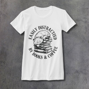 Katter, böcker och kaffe kvinnlig passform t shirt