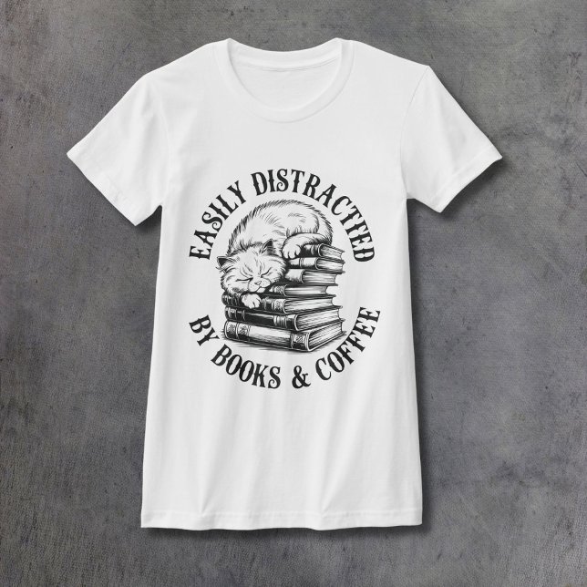 Katter, böcker och kaffe kvinnlig passform t shirt (Skapare uppladdad)